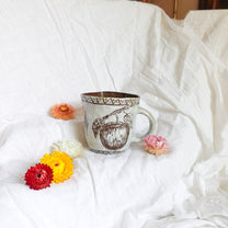 carved white apple mug