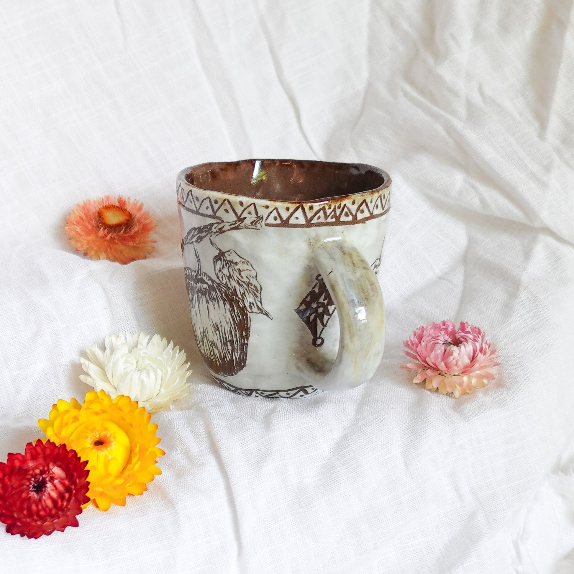 carved white apple mug