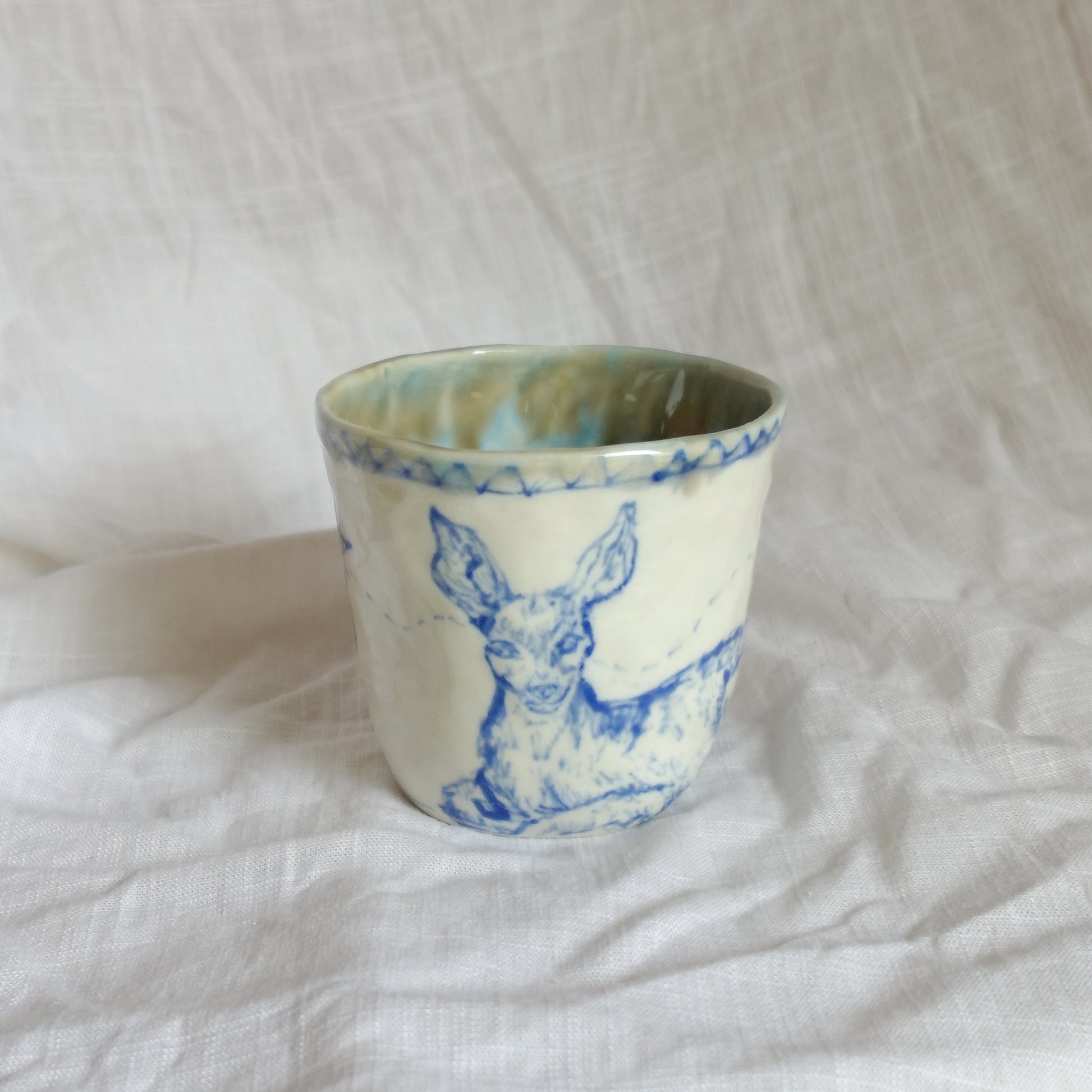 a blue walk. cup
