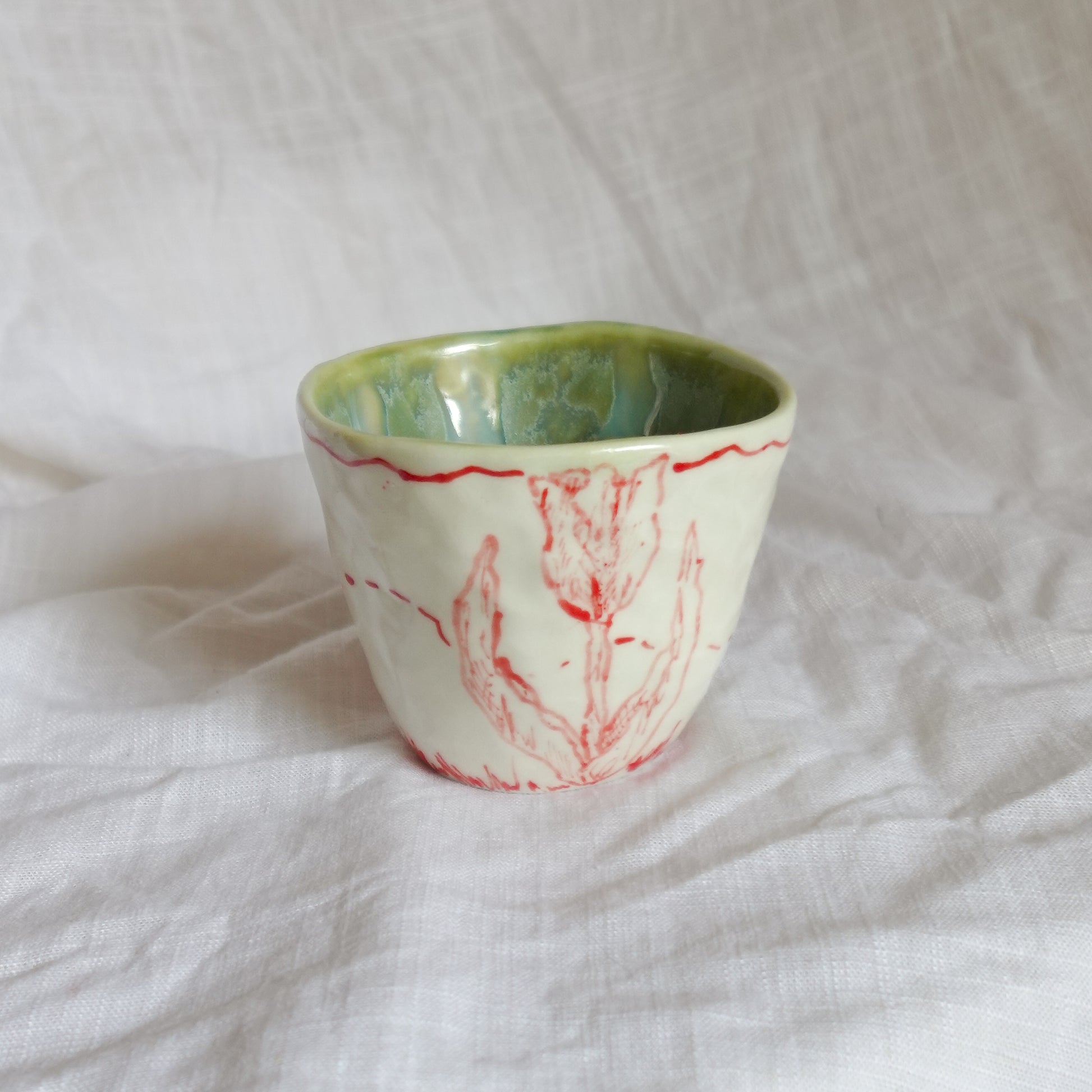 a red walk. cup