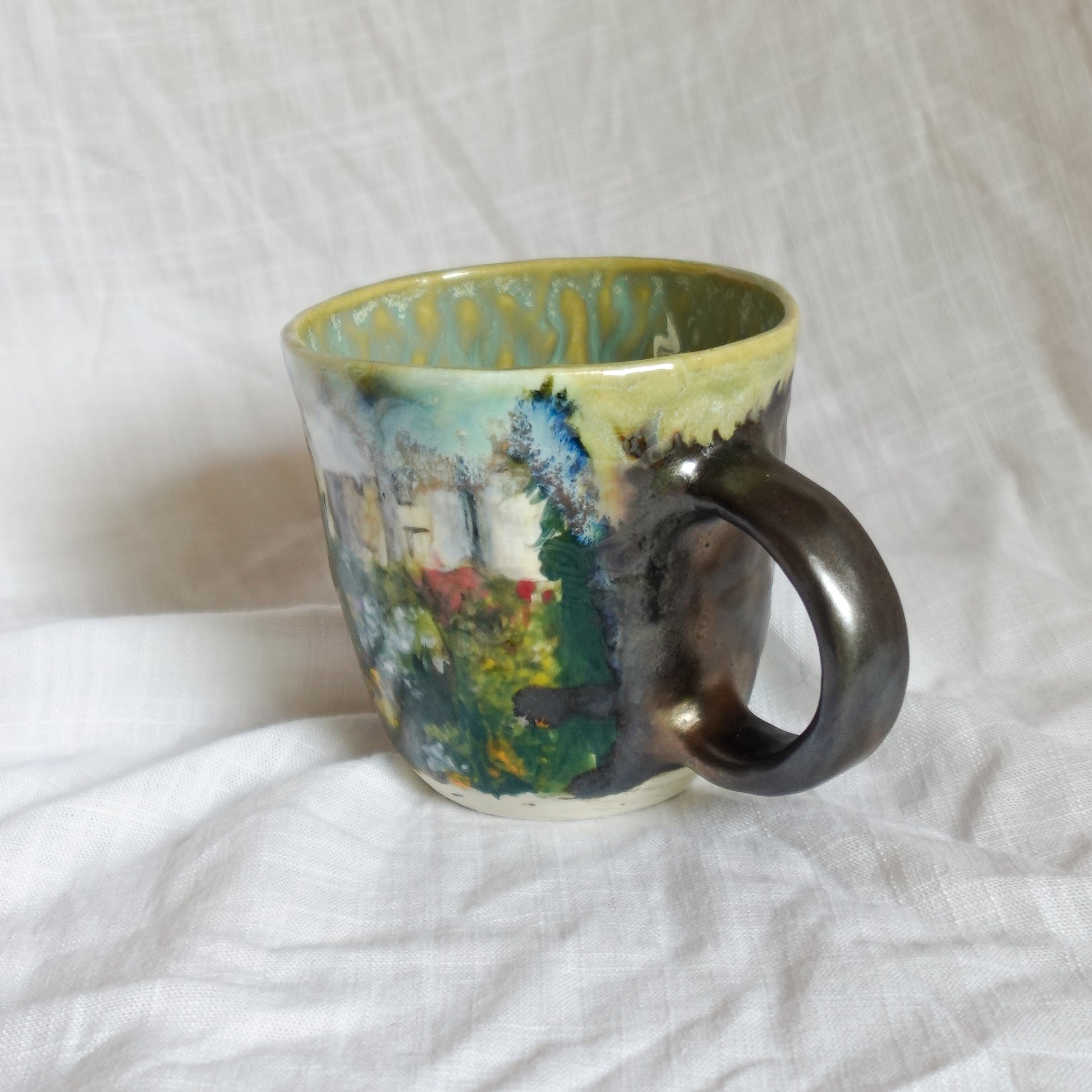 through the field. mug