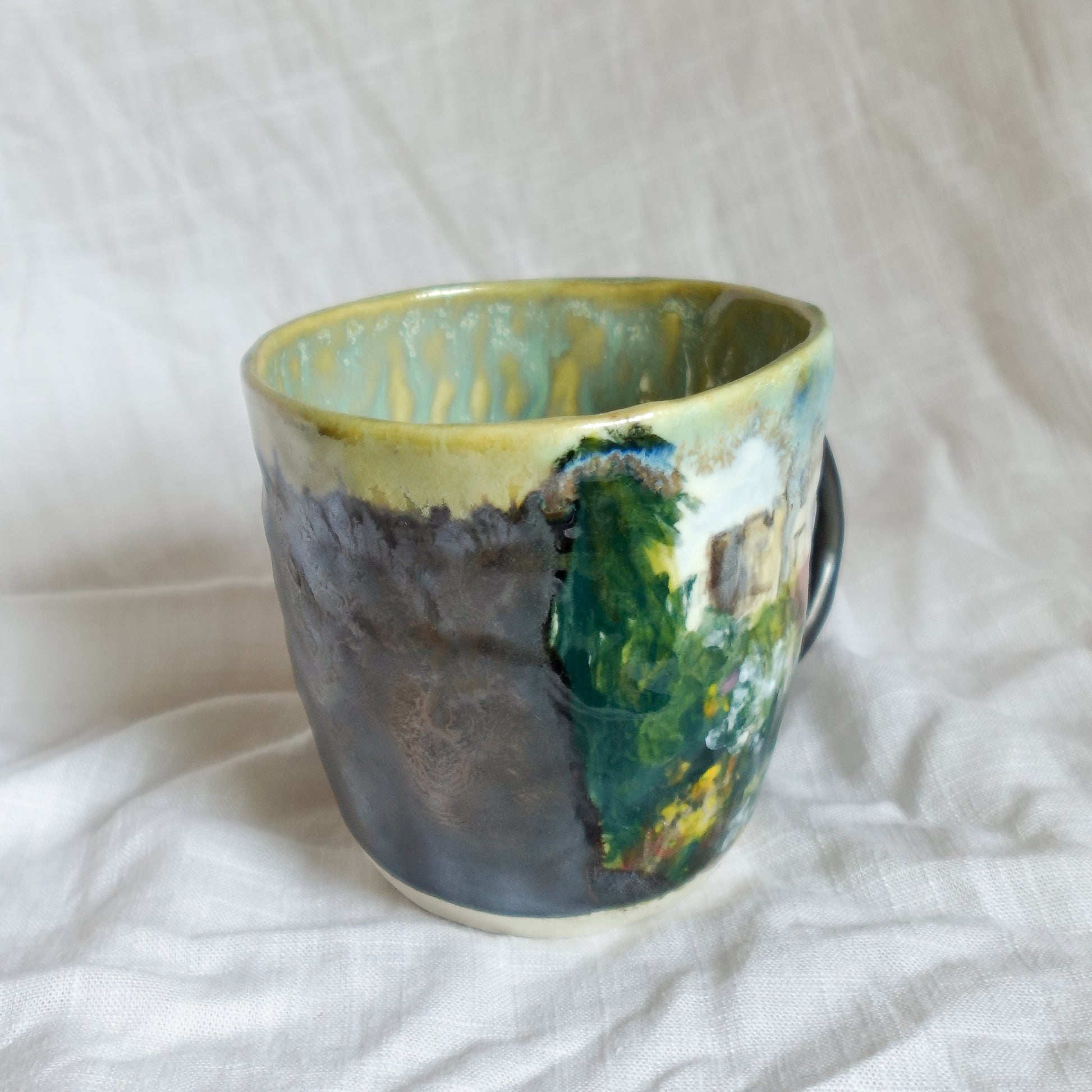 through the field. mug