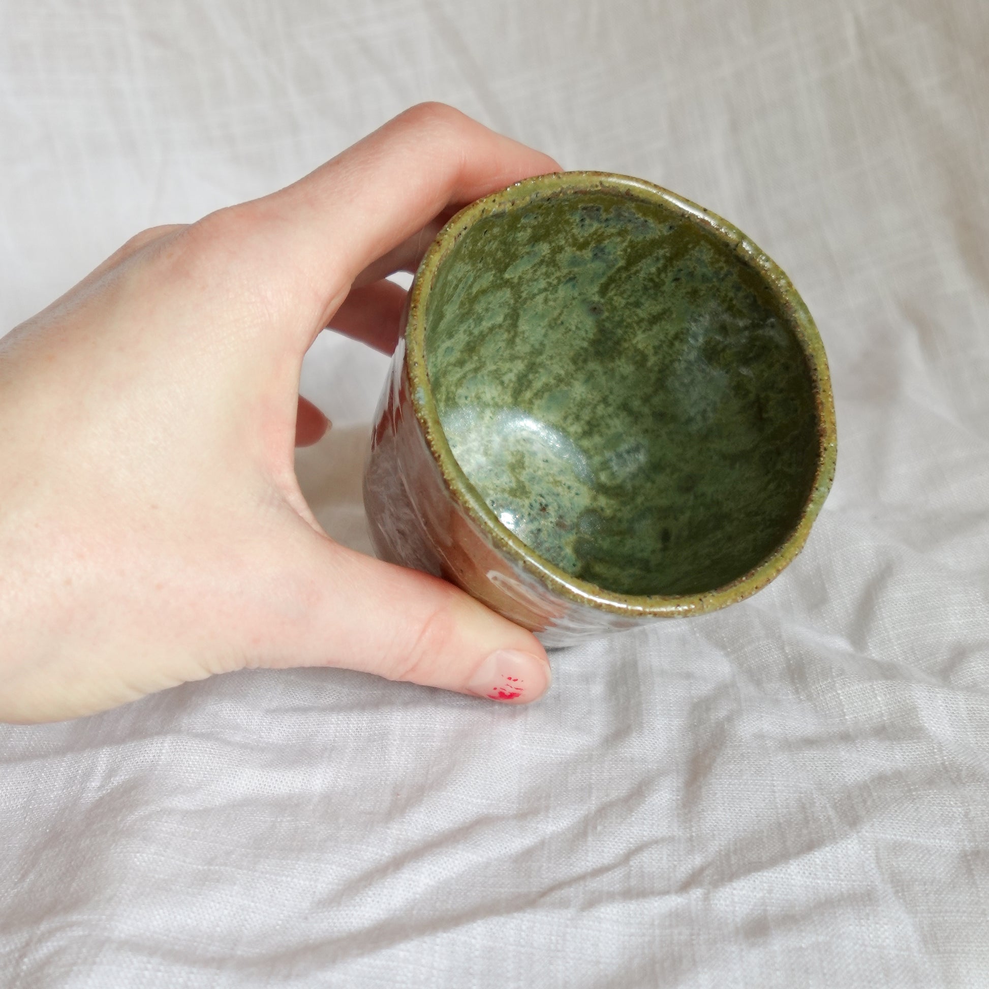 leap over. cup