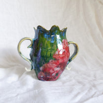 laying and looking up. vase