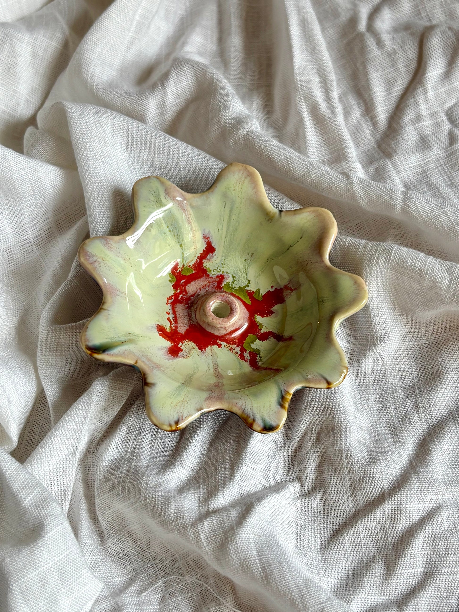 coulis and mint cream. incense holder